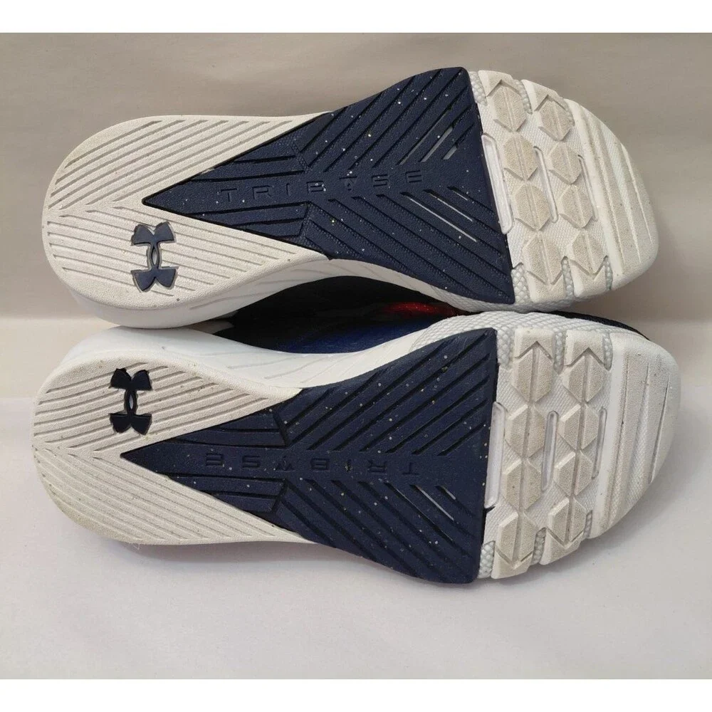 Under Armour HOVR Project Rock 2 Training Size 8 Blue Gold Gym Sneakers